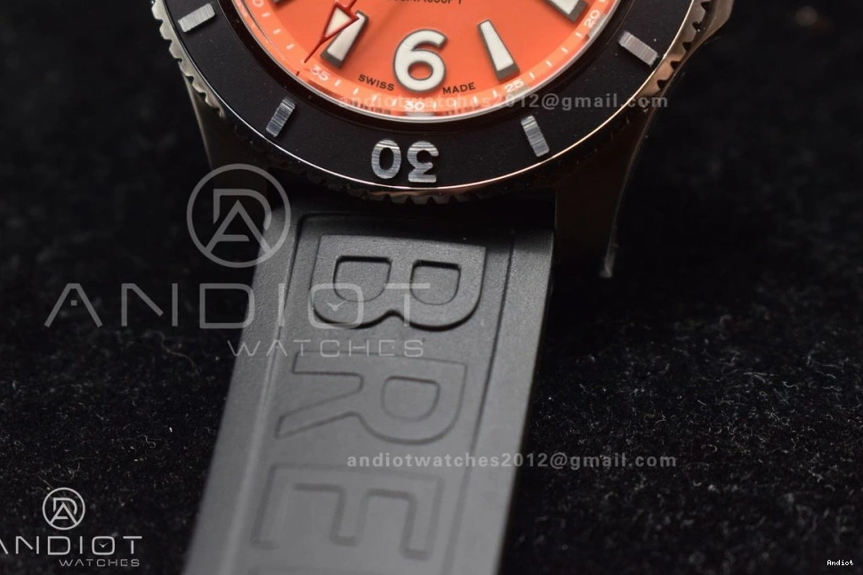 Bezel Orange Dial Superocean Automatic 44 TF A2824 Black Edition Rubber On Strap Best 1:1 Black 0511